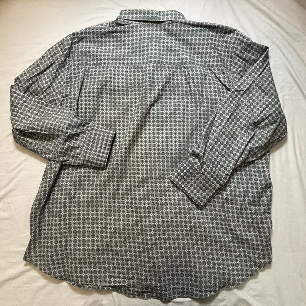 Robert Graham Mens 3XL Classic Flip Cuff Gray Geometric Check Button Up Shirt - Picture 2 of 7
